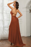 Rhinestone Lace Up Sheath Jersey Formal Evening Mermaid Dress With Slit Prom Party Dress