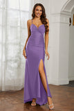 Rhinestone Lace Up Sheath Jersey Formal Evening Mermaid Dress With Slit Prom Party Dress