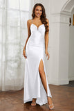 Rhinestone Lace Up Sheath Jersey Formal Evening Mermaid Dress With Slit Prom Party Dress