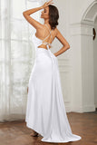 Rhinestone Lace Up Sheath Jersey Formal Evening Mermaid Dress With Slit Prom Party Dress