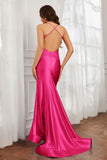 Spaghetti Straps Applique Mermaid Satin Sweep Train Formal Evening Gown Prom Party Dresses