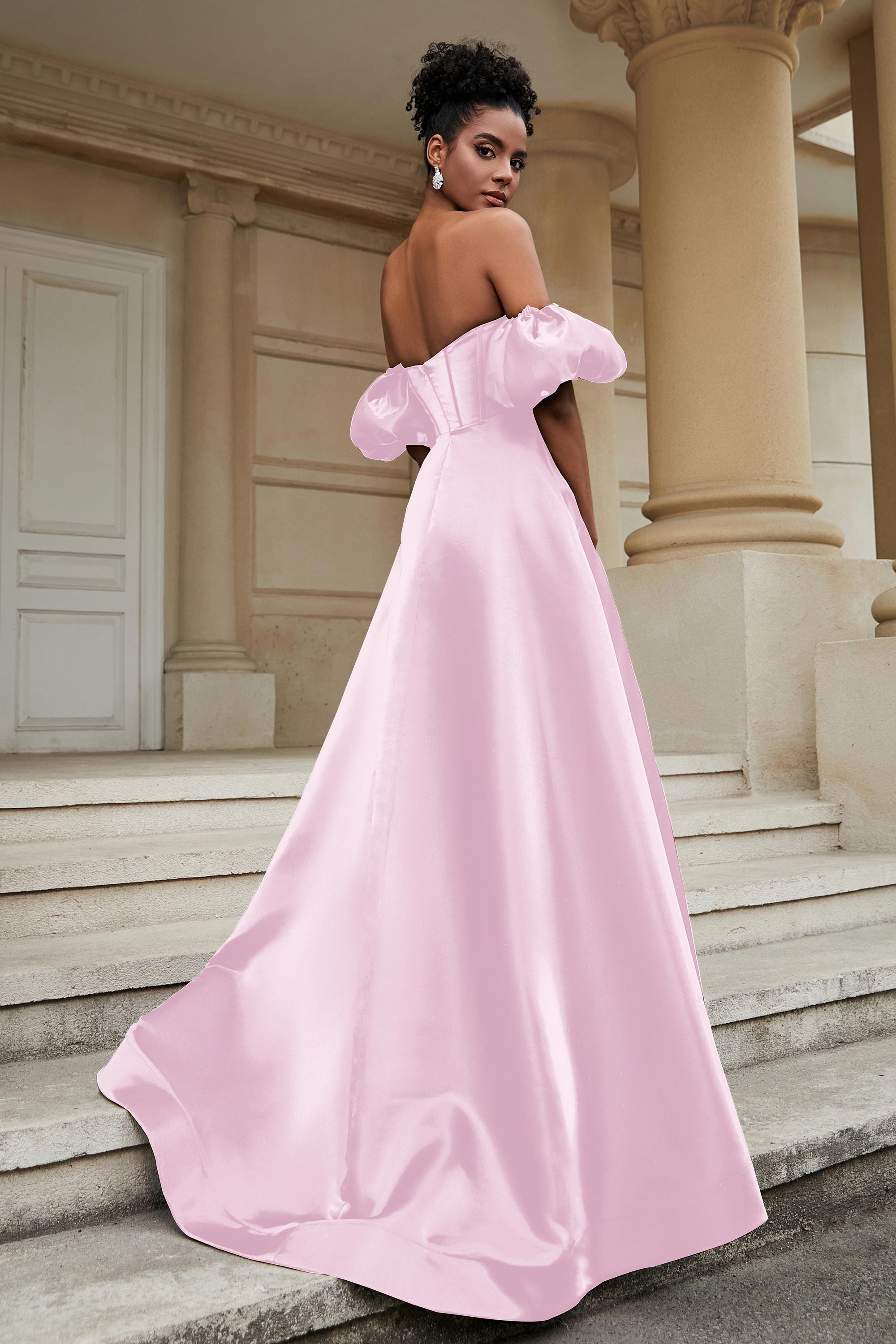 Stylish Sweetheart A-Line Satin Sweep Train Formal Evening Dress With Slit Prom Party Gowns