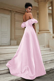 Stylish Sweetheart A-Line Satin Sweep Train Formal Evening Dress With Slit Prom Party Gowns