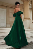 Stylish Sweetheart A-Line Satin Sweep Train Formal Evening Dress With Slit Prom Party Gowns