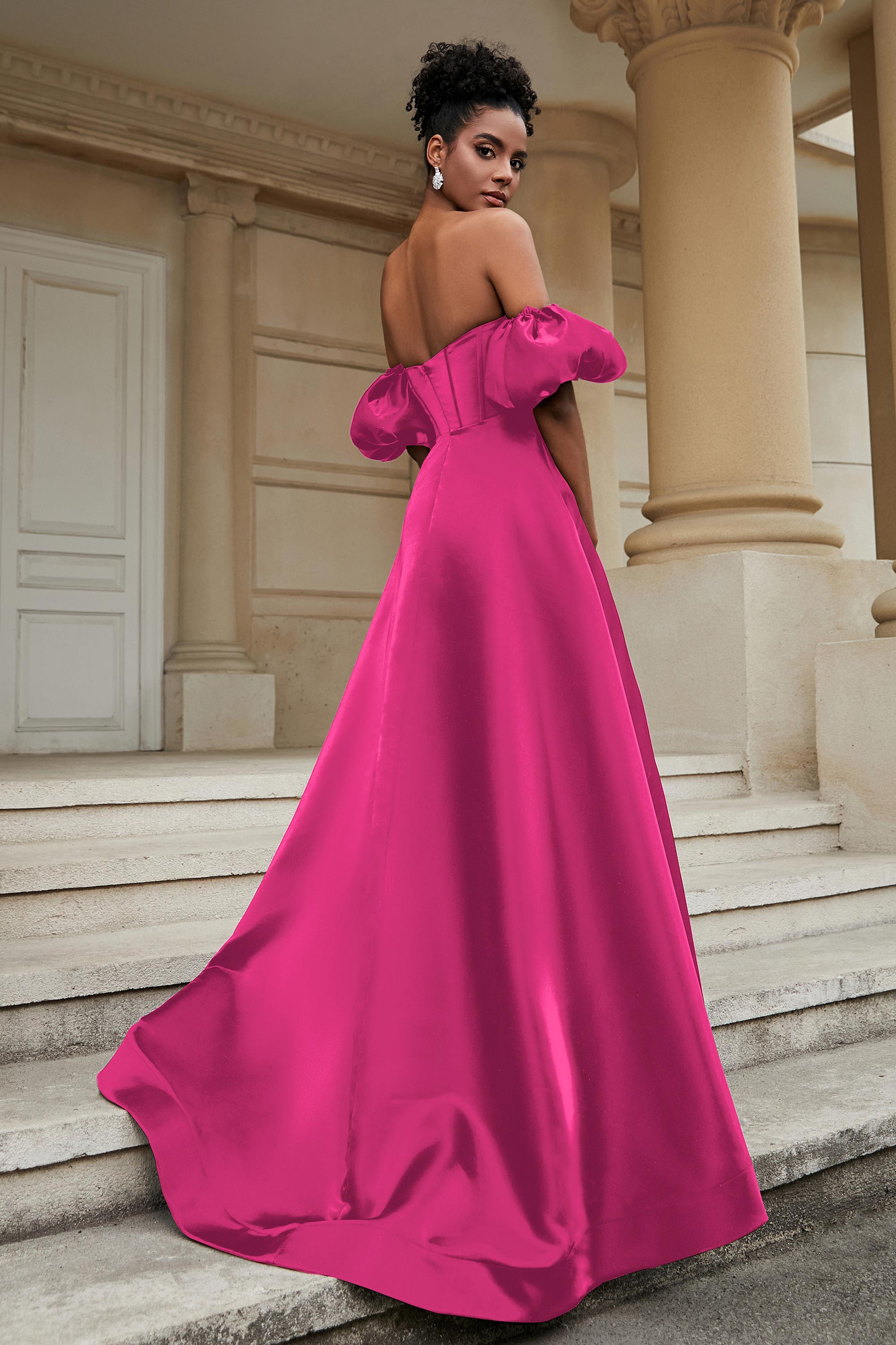Stylish Sweetheart A-Line Satin Sweep Train Formal Evening Dress With Slit Prom Party Gowns