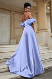 Stylish Sweetheart A-Line Satin Sweep Train Formal Evening Dress With Slit Prom Party Gowns