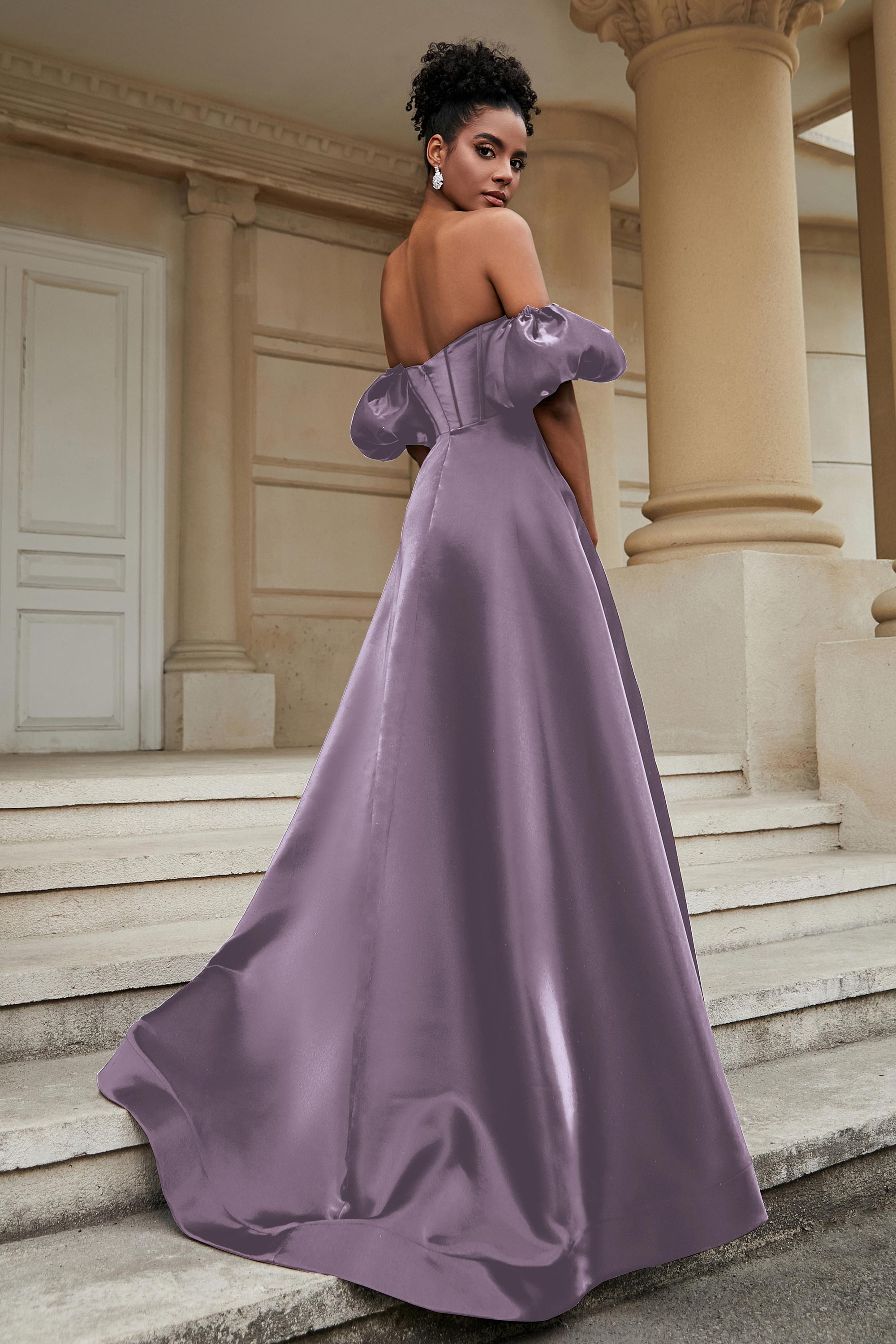Stylish Sweetheart A-Line Satin Sweep Train Formal Evening Dress With Slit Prom Party Gowns