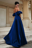 Stylish Sweetheart A-Line Satin Sweep Train Formal Evening Dress With Slit Prom Party Gowns