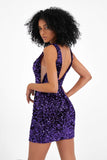 Tiefer V-Ausschnitt, figurbetontes Minikleid mit Pailletten und Spitze, Cocktailpartykleider, Clubwear-Kleider