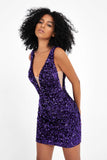 Tiefer V-Ausschnitt, figurbetontes Minikleid mit Pailletten und Spitze, Cocktailpartykleider, Clubwear-Kleider