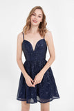 Spaghetti Straps Sweetheart Neck Sequins Mini Sexy Homecoming Dress Prom Cocktail Party Gowns