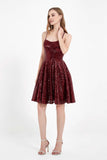 Square Neck Lace-up Back Short Sequin Dress Mini Homecoming Prom Dresses Cocktail Gowns