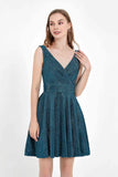 V-neck Glitter Short Dress With Pockets Homecoming Prom Dresses Party Cocktail Gowns