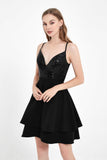 Sexy Low Back Lace Short Skater Dress Mini Homecoming Prom Dresses V Neck Cocktail Gowns