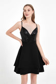 Sexy Low Back Lace Short Skater Dress Mini Homecoming Prom Dresses V Neck Cocktail Gowns