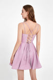 V-neck Lace Up Glitter Dress with Pockets Homecoming Prom Dresses Party Cocktail gowns