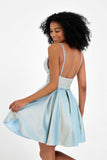 Sweetheart Neck Spaghetti Straps Iridescent Short Homecoming Dress Prom Party Cocktail Gowns