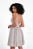 Spaghetti Straps Silver Glitter Short Homecoming Dress Prom Party Cocktail Gowns