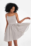 Spaghetti Straps Silver Glitter Short Homecoming Dress Prom Party Cocktail Gowns