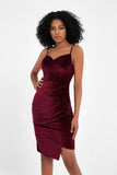 Spaghetti Straps Sweetheart Velvet Party Dress Sheath Sexy Cocktail Prom Dresses
