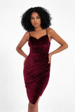 Spaghetti Straps Sweetheart Velvet Party Dress Sheath Sexy Cocktail Prom Dresses