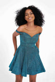 Off the Shoulder Sweetheart Glitter Short Homecoming Prom Dress Sleeveless Cocktail Party Gowns