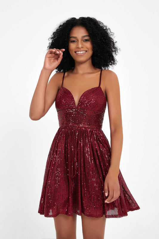 Spaghetti Straps Sweetheart Neck Sequins Mini Sexy Homecoming Dress Prom Cocktail Party Gowns