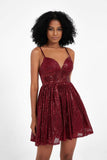 Spaghetti Straps Sweetheart Neck Sequins Mini Sexy Homecoming Dress Prom Cocktail Party Gowns