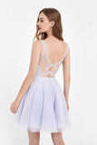 V-neck Lace Applique Straps Glitter Tulle Short Junior Bridesmaid Dress Homecoming Party Prom Gowns