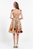 Applizierte A-Linie Fee Blumen Kurze Heimkehrkleider Abschlussball Partykleider