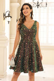 Deep V-neck Sleeveless A-Line Sequins Short Homecoming Prom Dress Party Cocktail Gowns