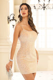 Double Straps Square Neck Sequins Lace Sexy Mini Cocktail Party Dress Prom Homecoming Gowns