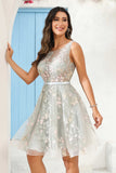 Square Neck See-through Applique Mini Homecoming Prom Dress Party Cocktail Gowns