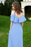 Romance and flirty Chiffon Flutter Sleeves Bridesmaid Dress cold shoulder Formal Evening Dresses