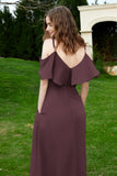 Romance and flirty Chiffon Flutter Sleeves Bridesmaid Dress cold shoulder Formal Evening Dresses