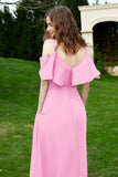 Romance and flirty Chiffon Flutter Sleeves Bridesmaid Dress cold shoulder Formal Evening Dresses