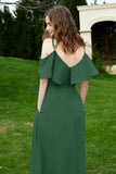 Romance and flirty Chiffon Flutter Sleeves Bridesmaid Dress cold shoulder Formal Evening Dresses