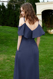 Romance and flirty Chiffon Flutter Sleeves Bridesmaid Dress cold shoulder Formal Evening Dresses