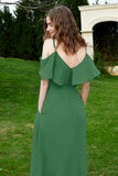 Romance and flirty Chiffon Flutter Sleeves Bridesmaid Dress cold shoulder Formal Evening Dresses
