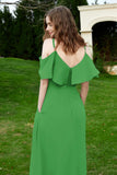 Romance and flirty Chiffon Flutter Sleeves Bridesmaid Dress cold shoulder Formal Evening Dresses