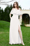Romance and flirty Chiffon Flutter Sleeves Bridesmaid Dress cold shoulder Formal Evening Dresses
