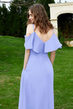Romance and flirty Chiffon Flutter Sleeves Bridesmaid Dress cold shoulder Formal Evening Dresses