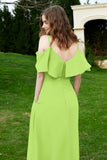 Romance and flirty Chiffon Flutter Sleeves Bridesmaid Dress cold shoulder Formal Evening Dresses
