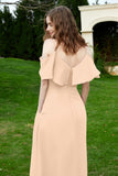 Romance and flirty Chiffon Flutter Sleeves Bridesmaid Dress cold shoulder Formal Evening Dresses