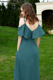 Romance and flirty Chiffon Flutter Sleeves Bridesmaid Dress cold shoulder Formal Evening Dresses