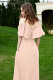 Romance and flirty Chiffon Flutter Sleeves Bridesmaid Dress cold shoulder Formal Evening Dresses