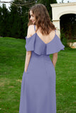 Romance and flirty Chiffon Flutter Sleeves Bridesmaid Dress cold shoulder Formal Evening Dresses