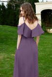 Romance and flirty Chiffon Flutter Sleeves Bridesmaid Dress cold shoulder Formal Evening Dresses