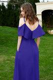 Romance and flirty Chiffon Flutter Sleeves Bridesmaid Dress cold shoulder Formal Evening Dresses