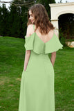Romance and flirty Chiffon Flutter Sleeves Bridesmaid Dress cold shoulder Formal Evening Dresses